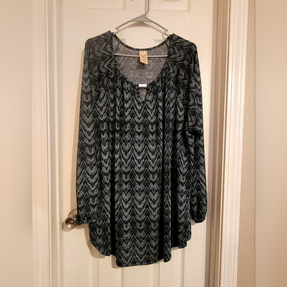 Faded Glory Blue and Silver Embellished Long Sleeve Dress